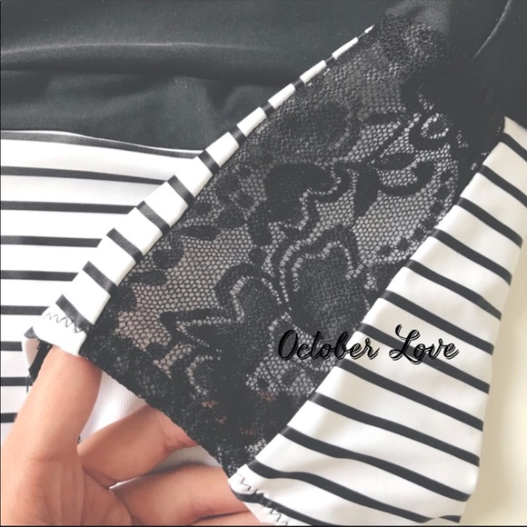 ❗️1 LEFT ❗️Black and White Striped One Piece - Picture 4 of 5